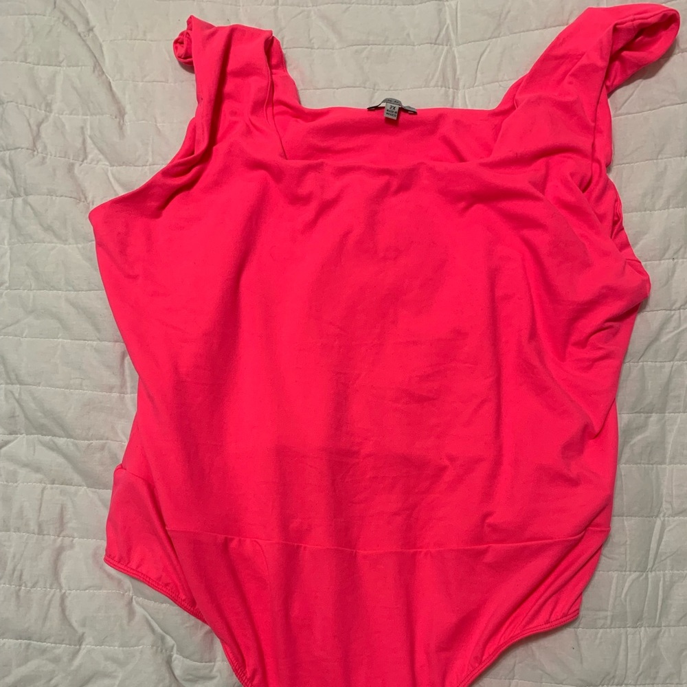 Woman’s plus size body suit. Hot pink.